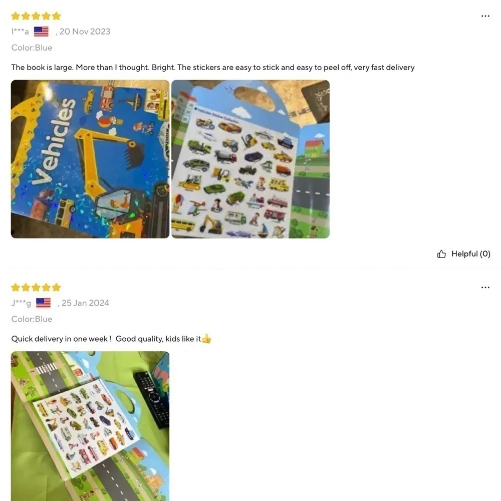 New educational toy “vehicles” sticker book 3+
